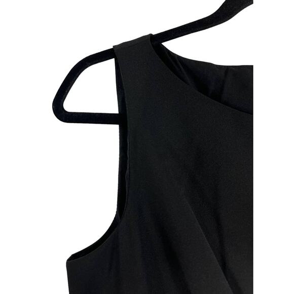 Eliza J dress black stretch boat neck sleeveless side ruffle - Picture 3 of 5